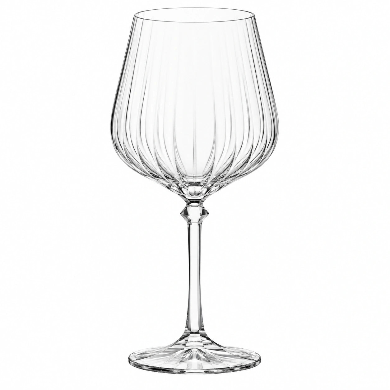 Calice da vino 500 ml in vetro trasparente 10 x 23 cm con rilievi stile elegante