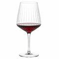Calice da vino 550 ml in vetro trasparente a coste con stelo