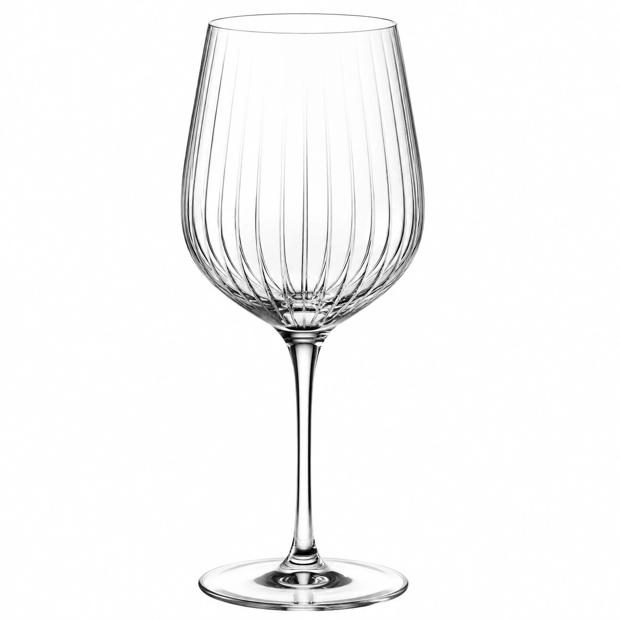 Calice da vino 650 ml in vetro trasparente con stelo - design a coste