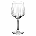 Calice da vino 450 ml in vetro trasparente con stelo - superficie scanalata