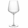 Calice da vino 500 ml in vetro trasparente 23 cm a stelo con scanalature