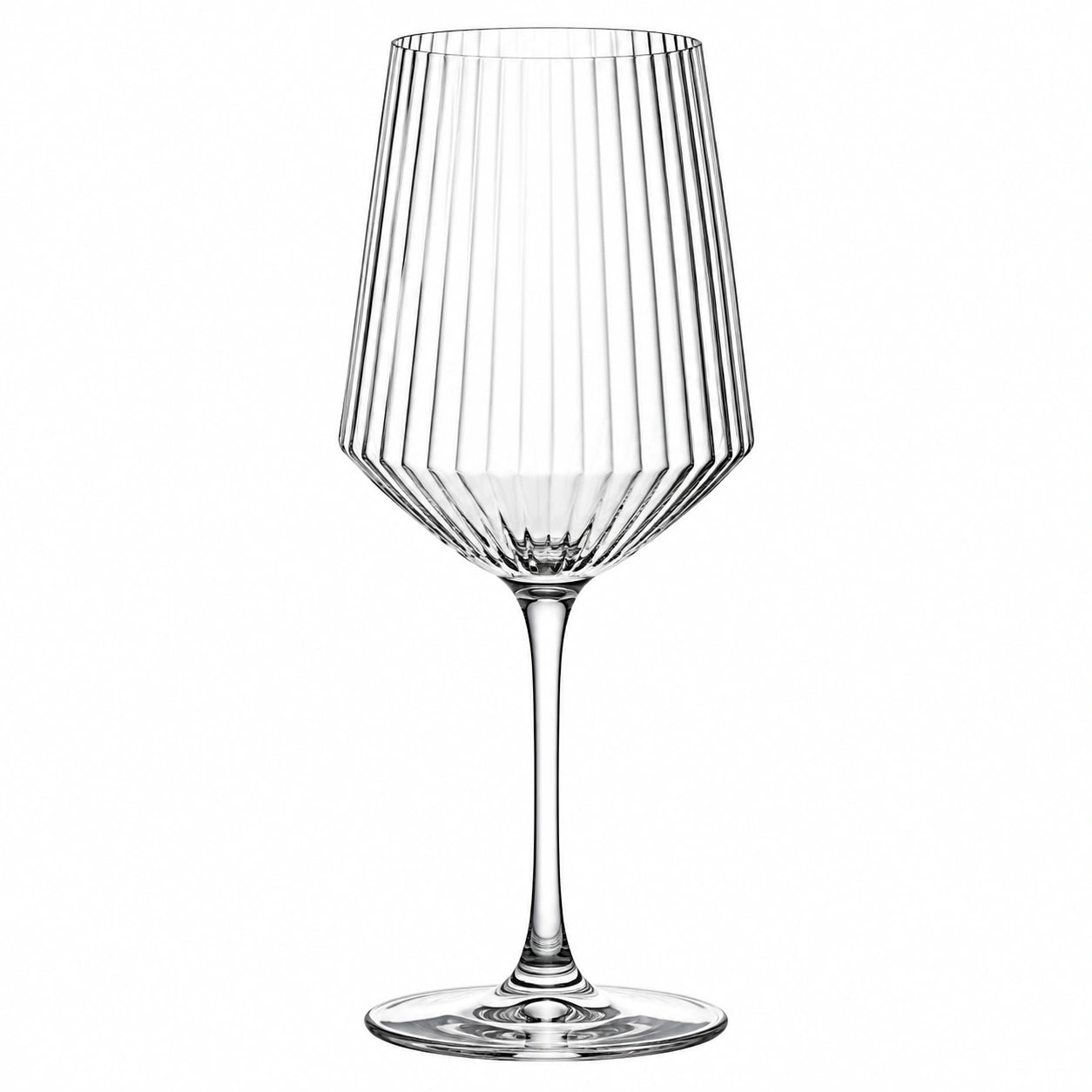 Calice da vino 450 ml in vetro trasparente 23 cm con superficie scanalata