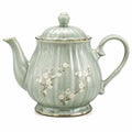 Teiera in ceramica verde salvia 1.20 L con decoro floreale