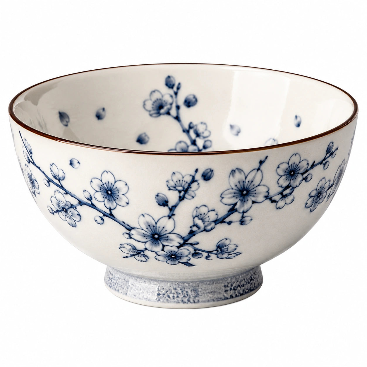 Ciotola in ceramica 20 cm bianca blu con motivo floreale - stile classico