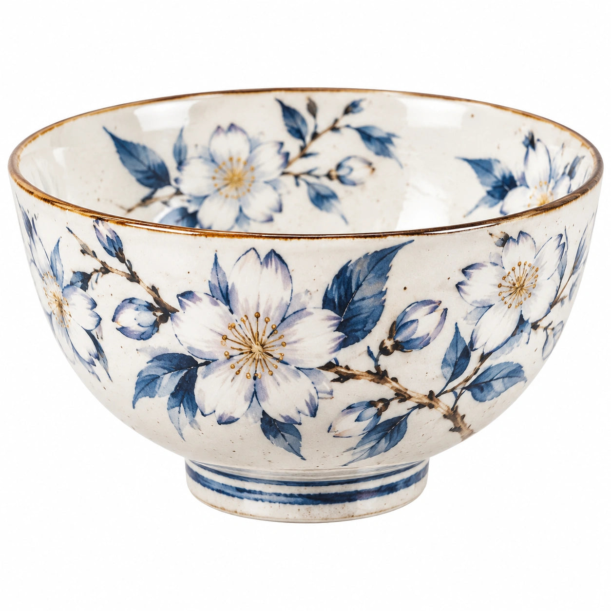 Ciotola in ceramica 18 cm bianco/blu con motivo floreale per servire