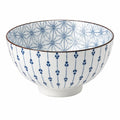 Ciotola 20 cm in ceramica bianca e blu decorata per servire