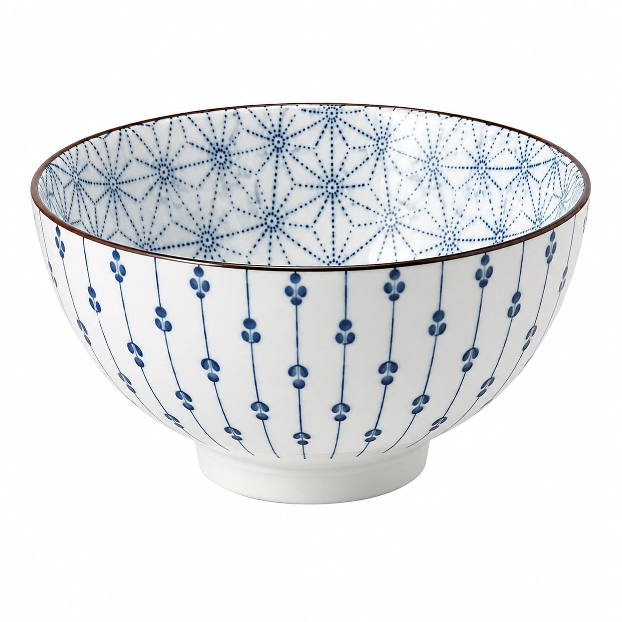 Ciotola 20 cm in ceramica bianca e blu decorata per servire