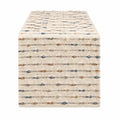 Runner da tavola 40 x 180 cm in cotone beige blu a righe tessuto