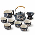 Servizio da tè in ceramica blu con 6 tazze e teiera 19 x 13 x 14 cm - decorazione floreale