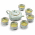 Servizio da tè 7 pezzi in ceramica verde celadon con teiera e 6 tazze