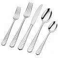 Set di posate 5 pezzi in acciaio inox argento - manici zigrinati