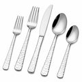 Set posate 5 pezzi 14.5-22 cm in acciaio inossidabile argento con manici martellati per tavola