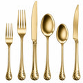 Set posate 6 pezzi in acciaio inox dorato stile classico per tavola
