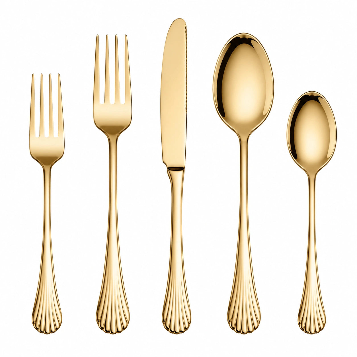 Set posate 5 pezzi in acciaio inox color oro - stile classico per tavola