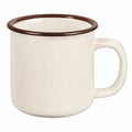 Tazza in ceramica 350 ml beige con bordo marrone - stile rustico per bevande calde