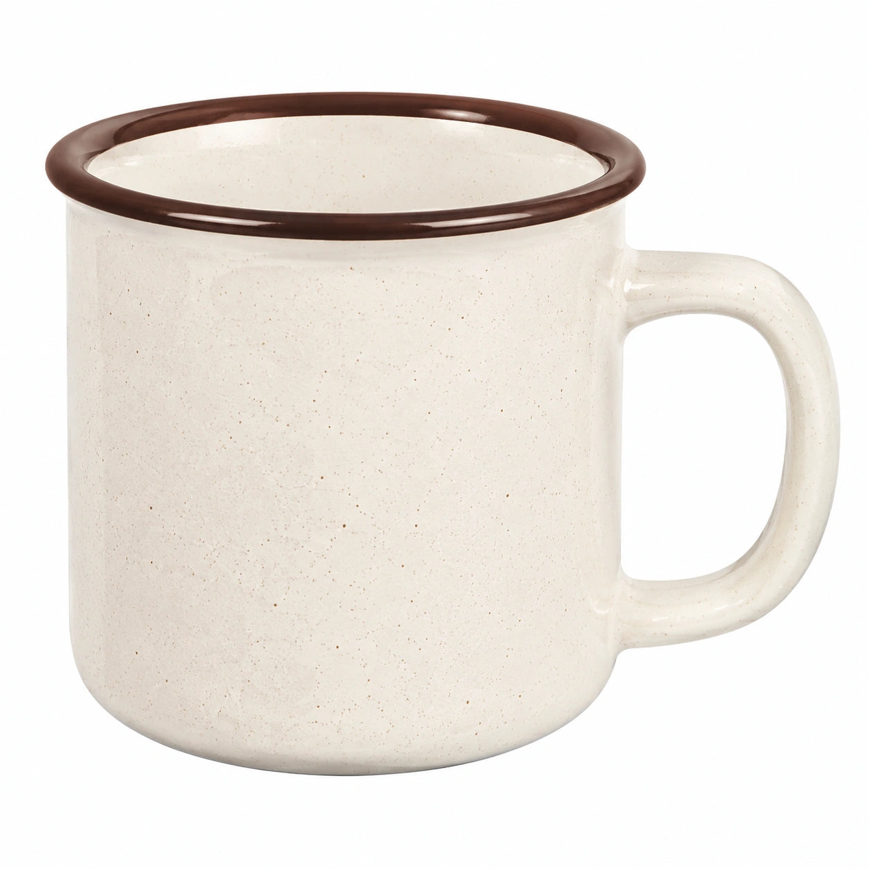 Tazza in ceramica 350 ml beige con bordo marrone - stile rustico per bevande calde