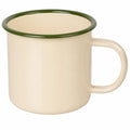 Tazza smaltata 350 ml in acciaio crema e verde - stile classico con manico