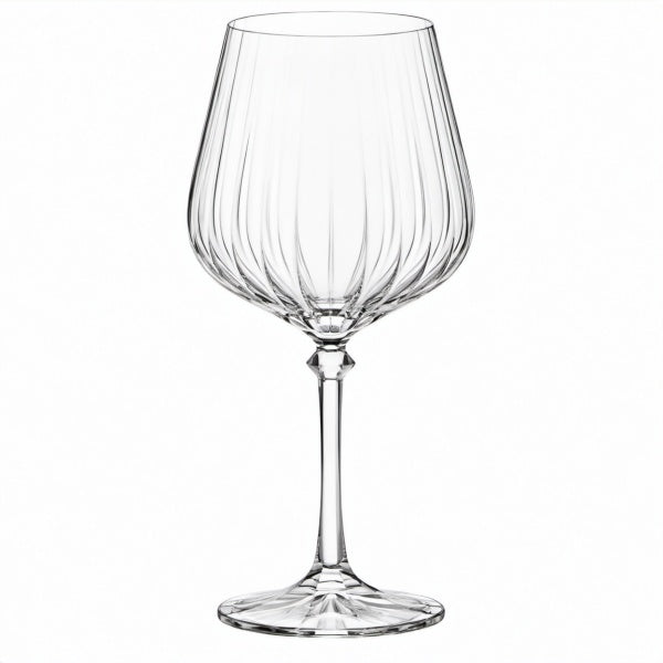 Calice da vino 500 ml in vetro trasparente 10 x 23 cm con rilievi stile elegante