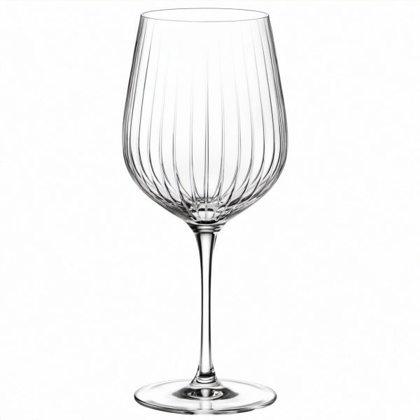 Calice da vino 650 ml in vetro trasparente con stelo - design a coste