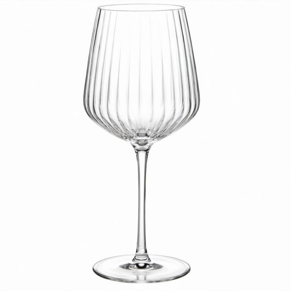 Calice da vino 500 ml in vetro trasparente 23 cm a stelo con scanalature