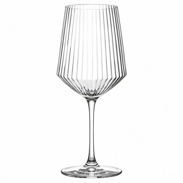 Calice da vino 450 ml in vetro trasparente 23 cm con superficie scanalata