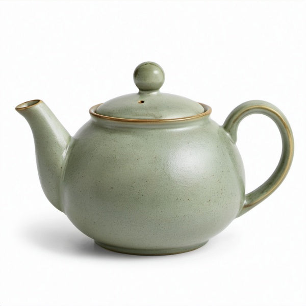 Teiera in ceramica verde salvia 1.00 L con coperchio e beccuccio per tè