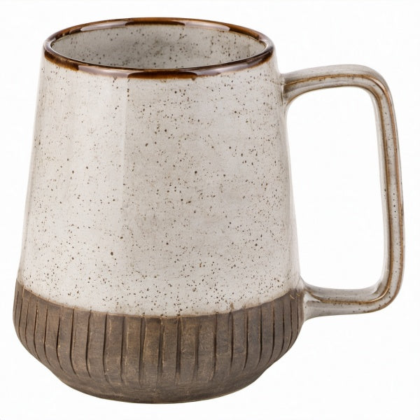 Tazza in ceramica 450 ml diametro 9 cm crema e marrone con manico stile rustico